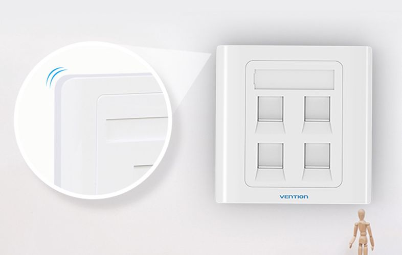 4-Port Keystone Wall Plate 86 Type Vention IFCW0 White, Vention IFCW0