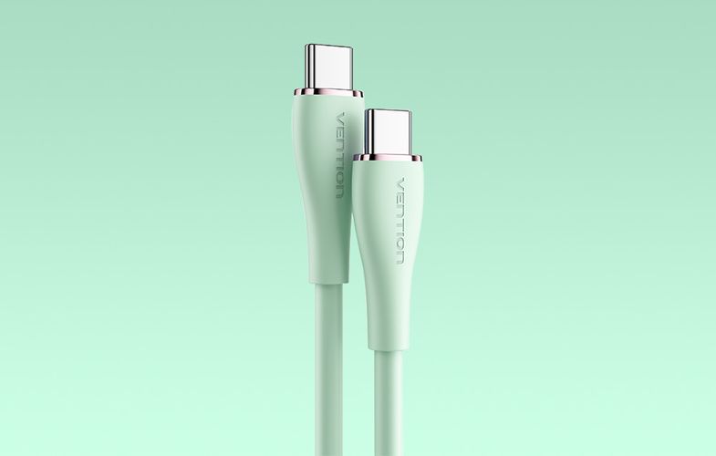 USB-C 2.0 to USB-C Cable Vention TAWGF 1m, PD 100W,  Green Silicone, Vention TAWGF