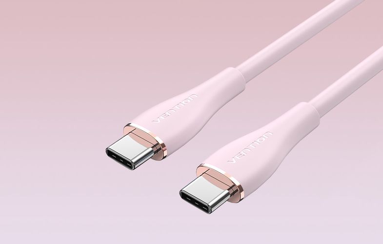 USB-C 2.0 to USB-C Cable Vention TAWPF 1m, PD 100W, Pink Silicone, Vention TAWPF