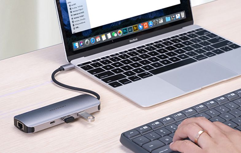 USB-C Docking Station to HDMI, USB-C, 2x USB3.0, RJ45, SD, TF, TRRS 3.5mm, PD 0.15m Vention TOMHB (gray), Vention TOMHB