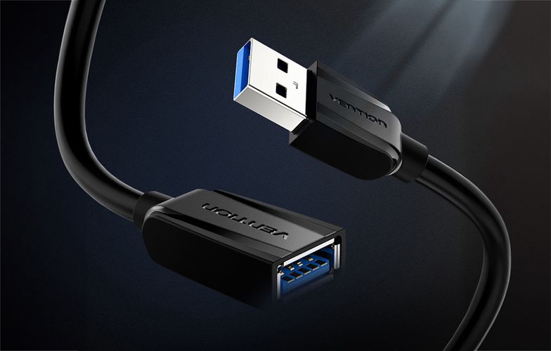 Extension Cable USB 3.0 male USB to female Vention VAS-A45-B200 2m (Black), Vention VAS-A45-B200