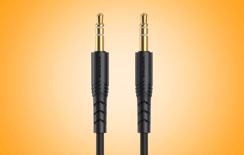 Mini jack 3.5mm AUX cable VFAN L04 1m, gold plated (black), Vipfan L04