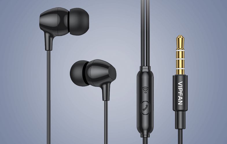 Wired in-ear headphones VFAN M16, 3.5mm jack, 1m (black), Vipfan M16-black