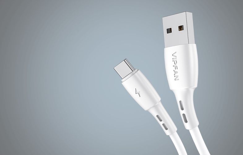 USB to USB-C cable VFAN Racing X05, 3A, 3m (white), Vipfan X05TC-3m-white