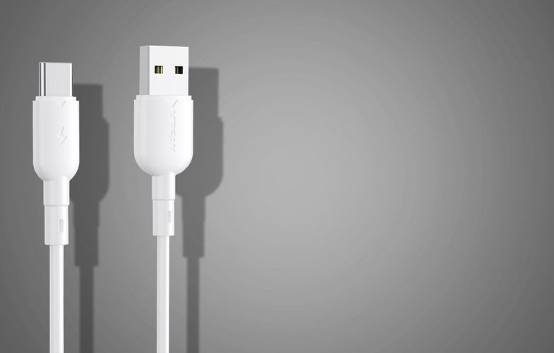 USB to USB-C cable VFAN Colorful X11, 3A, 1m (white), Vipfan X11TC-white