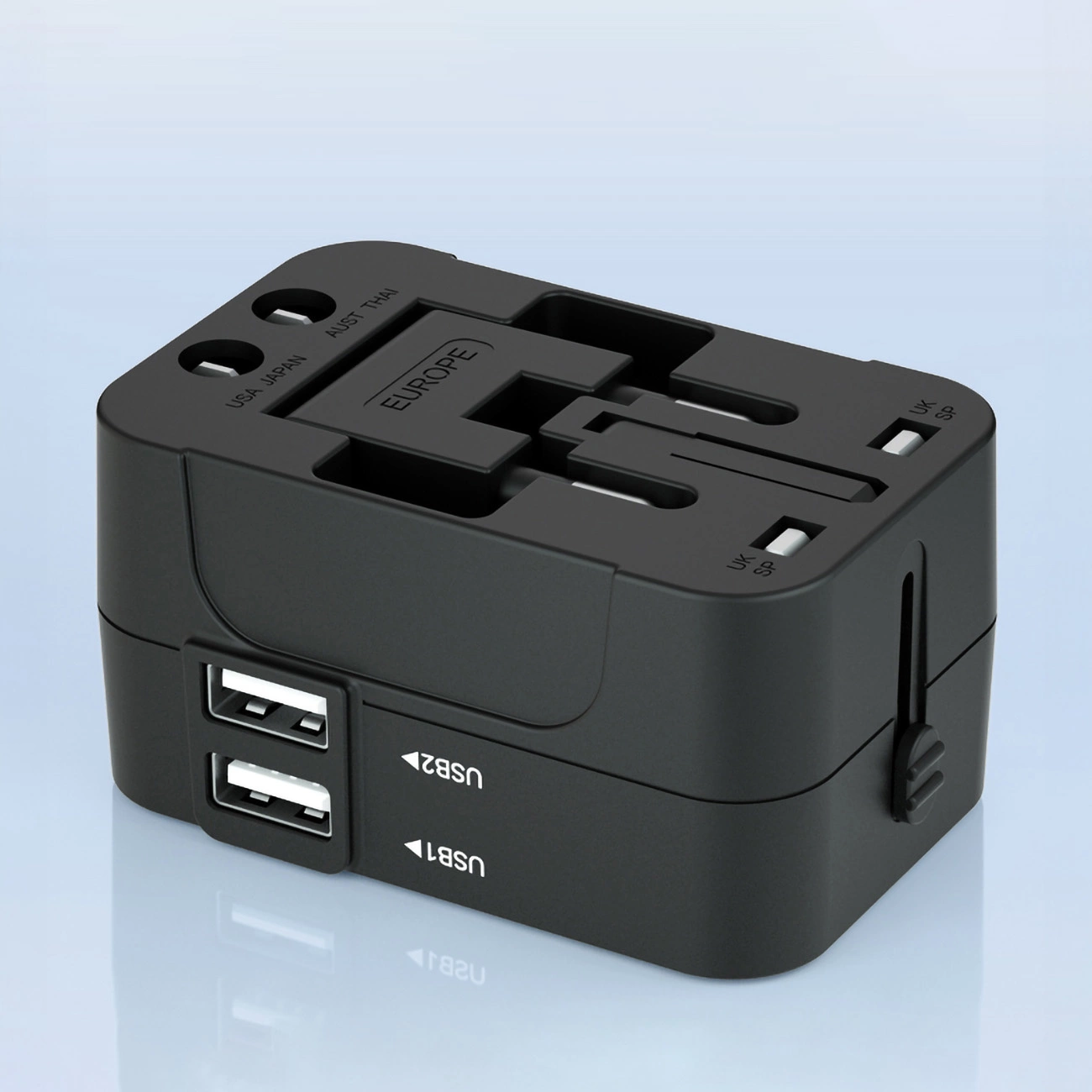 Wozinsky WUTWC travel adapter universal 24W EU / US / AUS / UK / 2x USB-A - black, Wozinsky 5907769308512 5907769308512