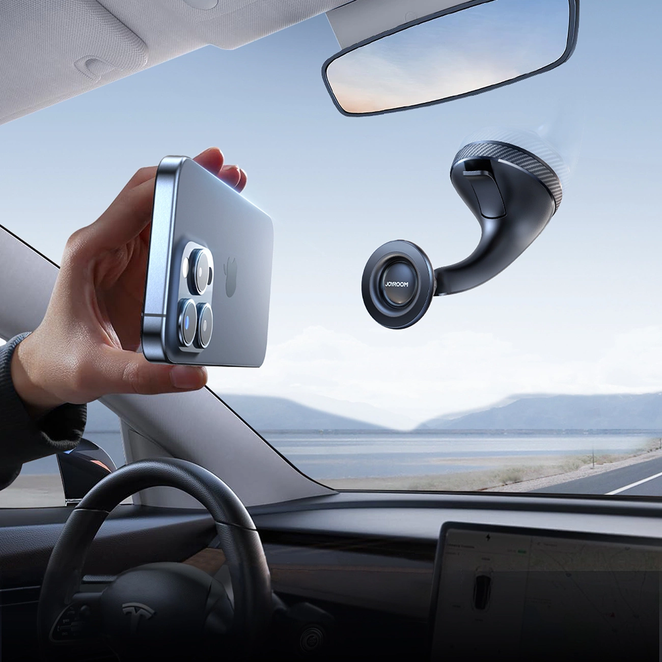 Joyroom JR-ZS406 magnetic car holder for windshield/cockpit - black, Joyroom 6956116708085 6956116708085