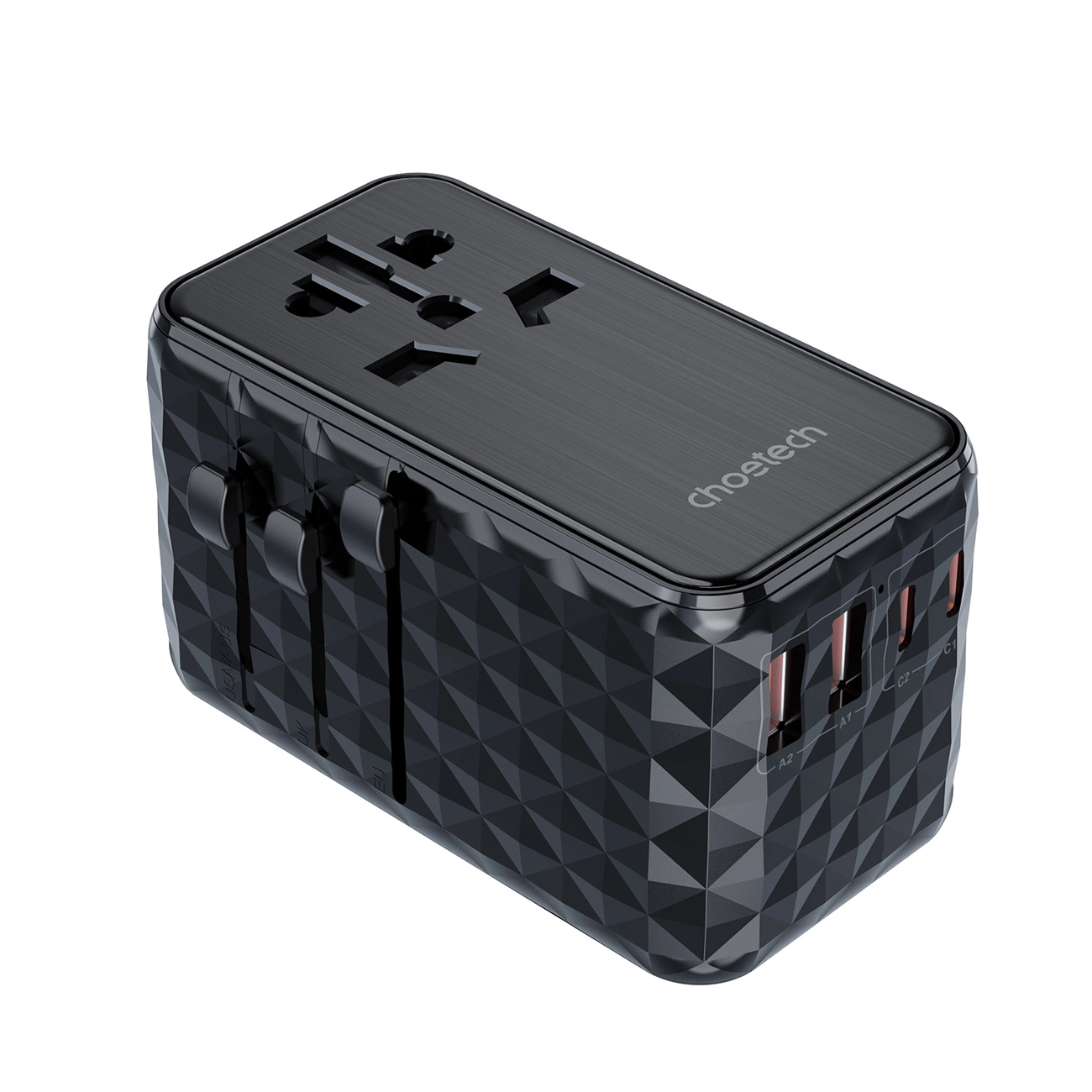 Choetech PD6028 EU / US / AUS / UK travel adapter 2x USB-C 2x USB-A 100W - black, Choetech 6932112105417 6932112105417