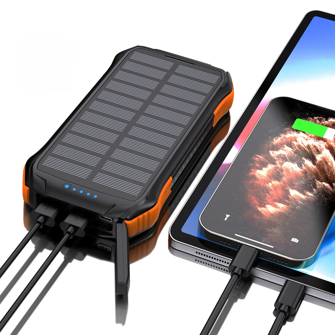 Choetech B658 solar power bank 10000mAh 2x USB-A - black and orange, Choetech 6932112103833 6932112103833