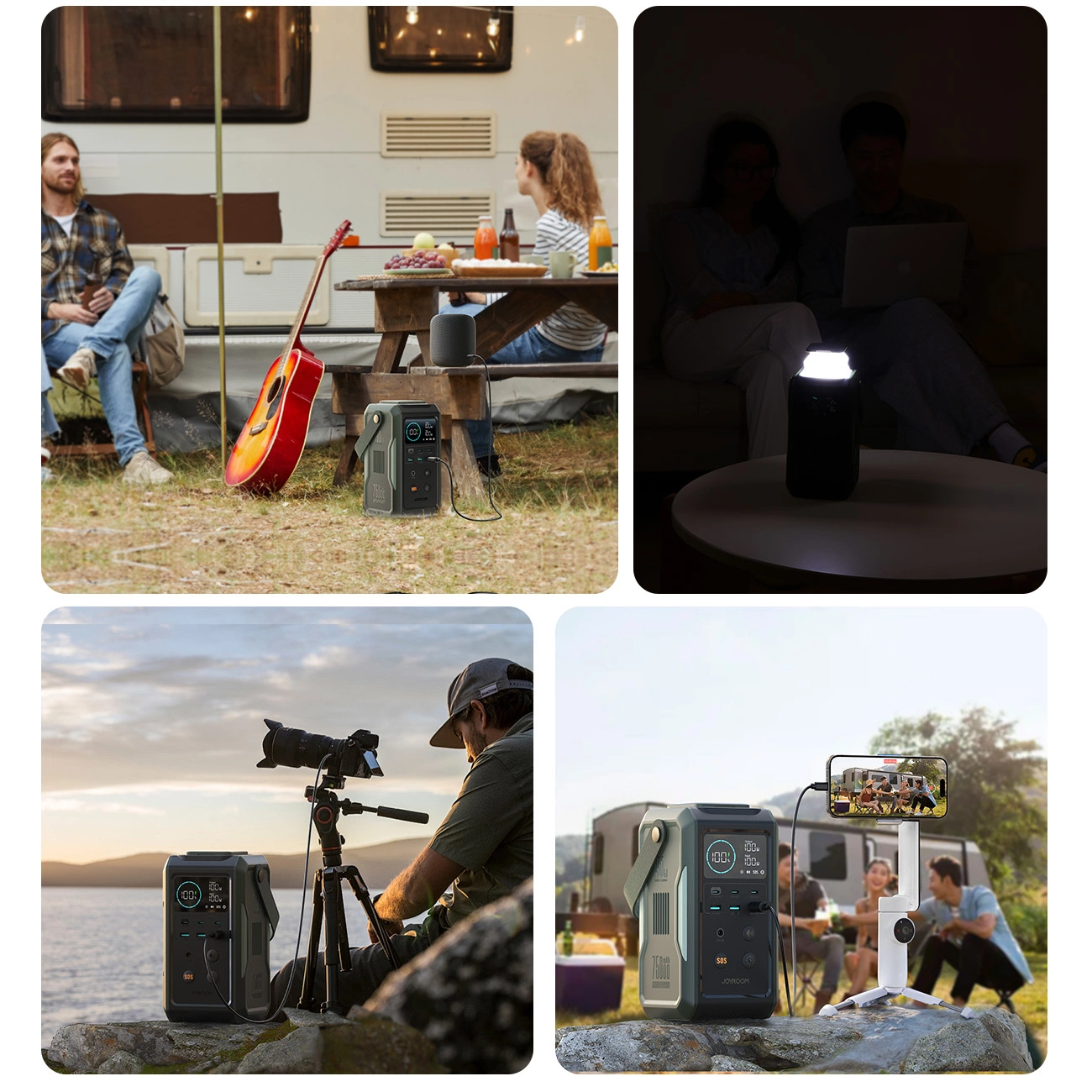 Powerbank Joyroom JR-PBF10 75000mAh 100W 3x USB-C 3x USB-A with foldable flashlight and handle - green, Joyroom JR-PBF10 JR-PBF10