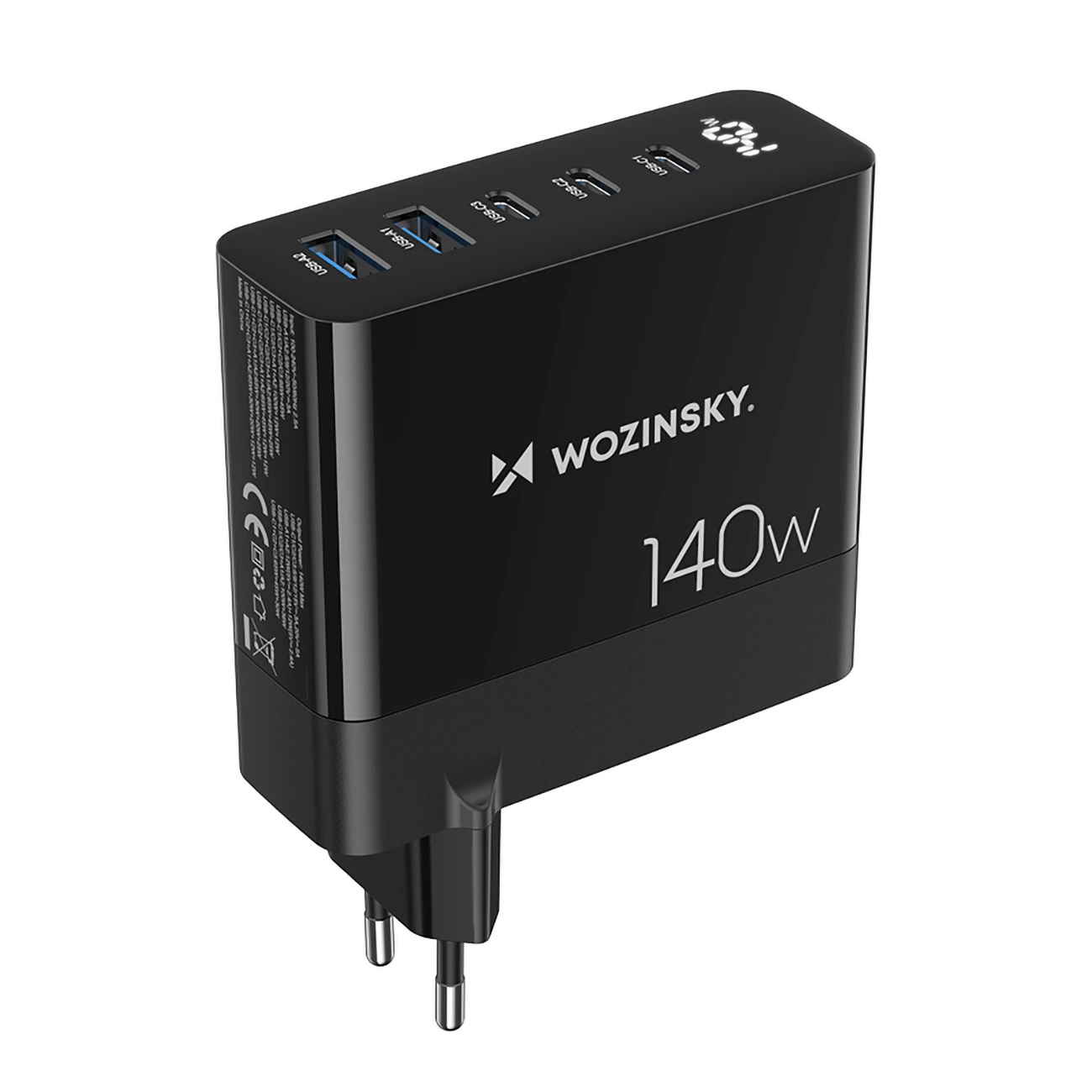 Wozinsky CGWCB 140W GaN wall charger 3 x USB-C / 2 x USB-A - black, Wozinsky 5907769308635 5907769308635