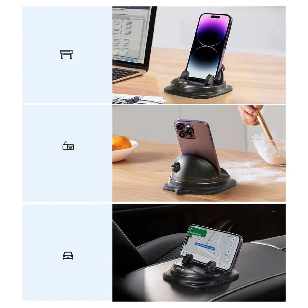 Joyroom JR-ZS354 phone holder with suction cup for car, office, home - black, Joyroom 6956116768393 6956116768393