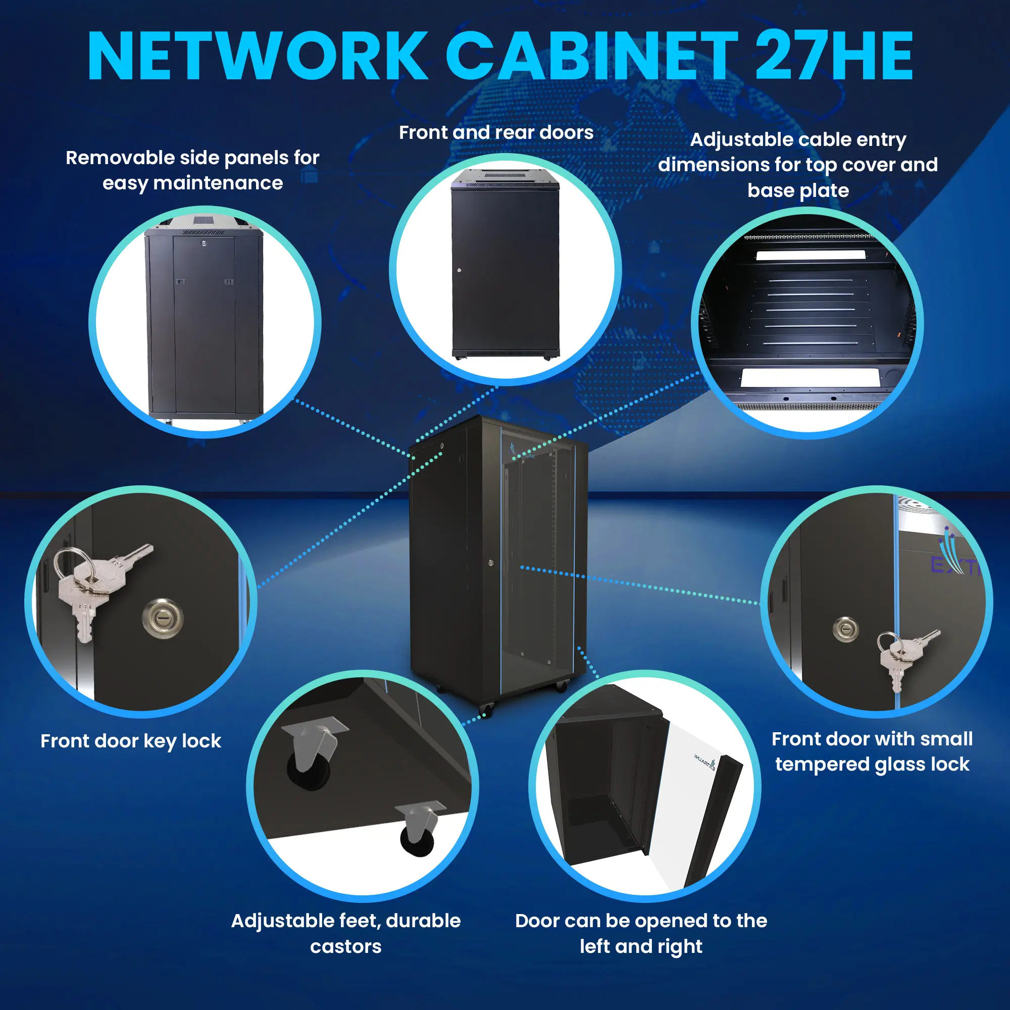 Extralink 27U 600x600 Black Rack Cabinet, EXTRALINK EX.14749 5903148914749
