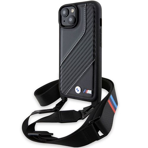 BMW M Edition Carbon Stripe &amp; Strap case for iPhone 15 Plus / 14 Plus - black, BMW 3666339235420 3666339235420