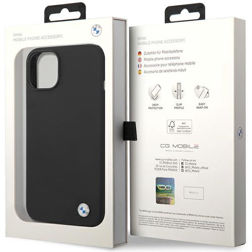 BMW Silicone Metal Logo case for iPhone 15 / 14 / 13 - black, BMW 3666339200077 3666339200077