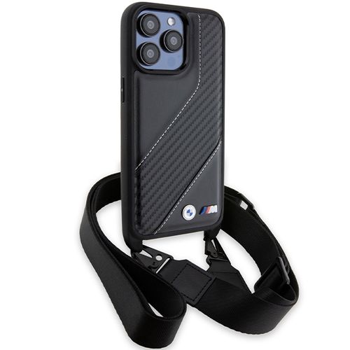 BMW M Edition Carbon Stripe &amp; Strap case for iPhone 15 Pro - black, BMW 3666339235437 3666339235437