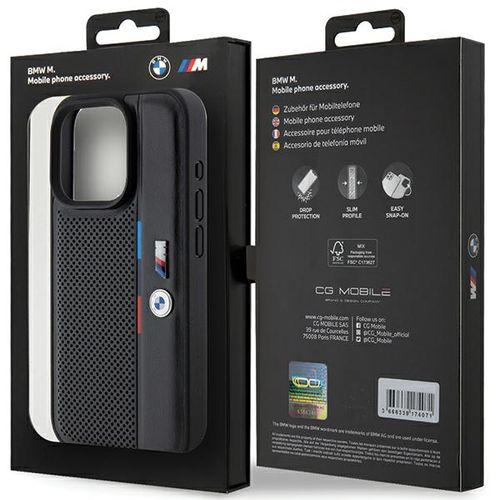 BMW Perforated Tricolor Line case for iPhone 15 Pro Max - black, BMW 3666339234720 3666339234720