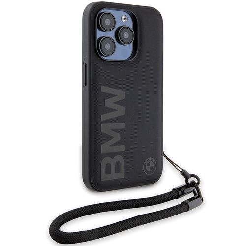 BMW Signature Leather Wordmark Cord case for iPhone 15 Pro - black, BMW 3666339232672 3666339232672