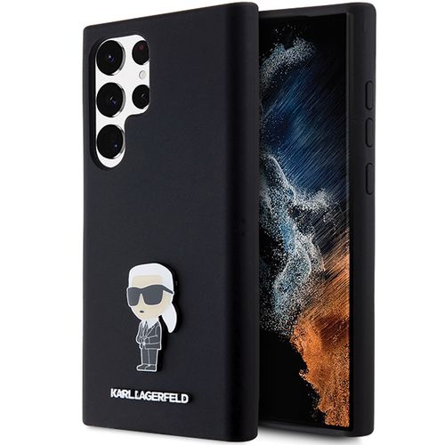 Karl Lagerfeld Silicone Ikonik Metal Pin case for Samsung Galaxy S23 Ultra - black, Karl Lagerfeld 3666339242282 3666339242282