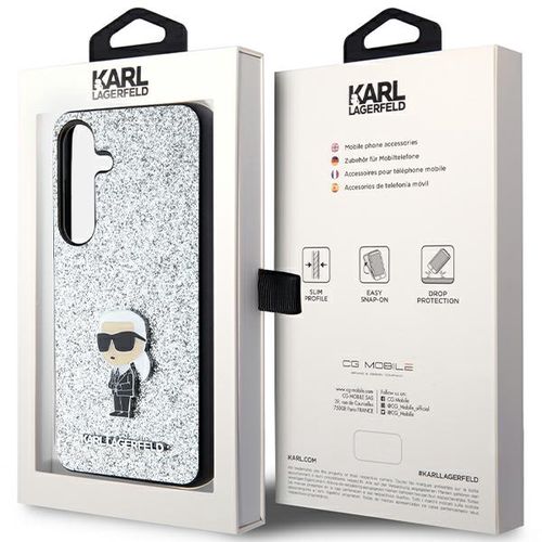 Karl Lagerfeld Fixed Glitter Ikonik Logo Metal Pin case for Samsung Galaxy S24+ - silver, Karl Lagerfeld 3666339242121