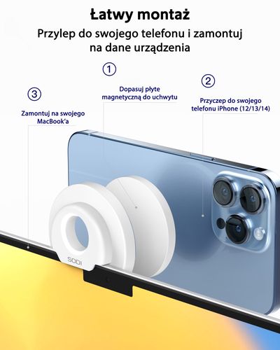 SODI BM-300 Inductive Holder for MacBook - White, SODI 6975969180381 6975969180381