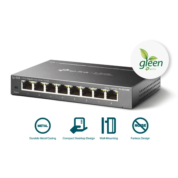 TP-Link TL-SG108E | Switch | 8x RJ45 1000Mb/s, Desktop, Unmanaged, TP-LINK TL-SG108E 6935364021856