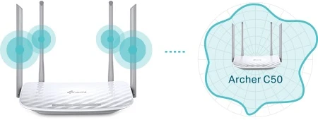 TP-Link Archer C50 | WiFi Router | AC1200, Dual Band, 5x RJ45 100Mb/s, TP-LINK TL-ARCHER C50 6935364081065