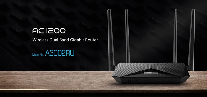 Totolink A3002RU | WiFi Router | AC1200, Dual Band, MU-MIMO, 5x RJ45 1000Mb/s, 1x USB, TOTOLINK A3002RU 6952887401088