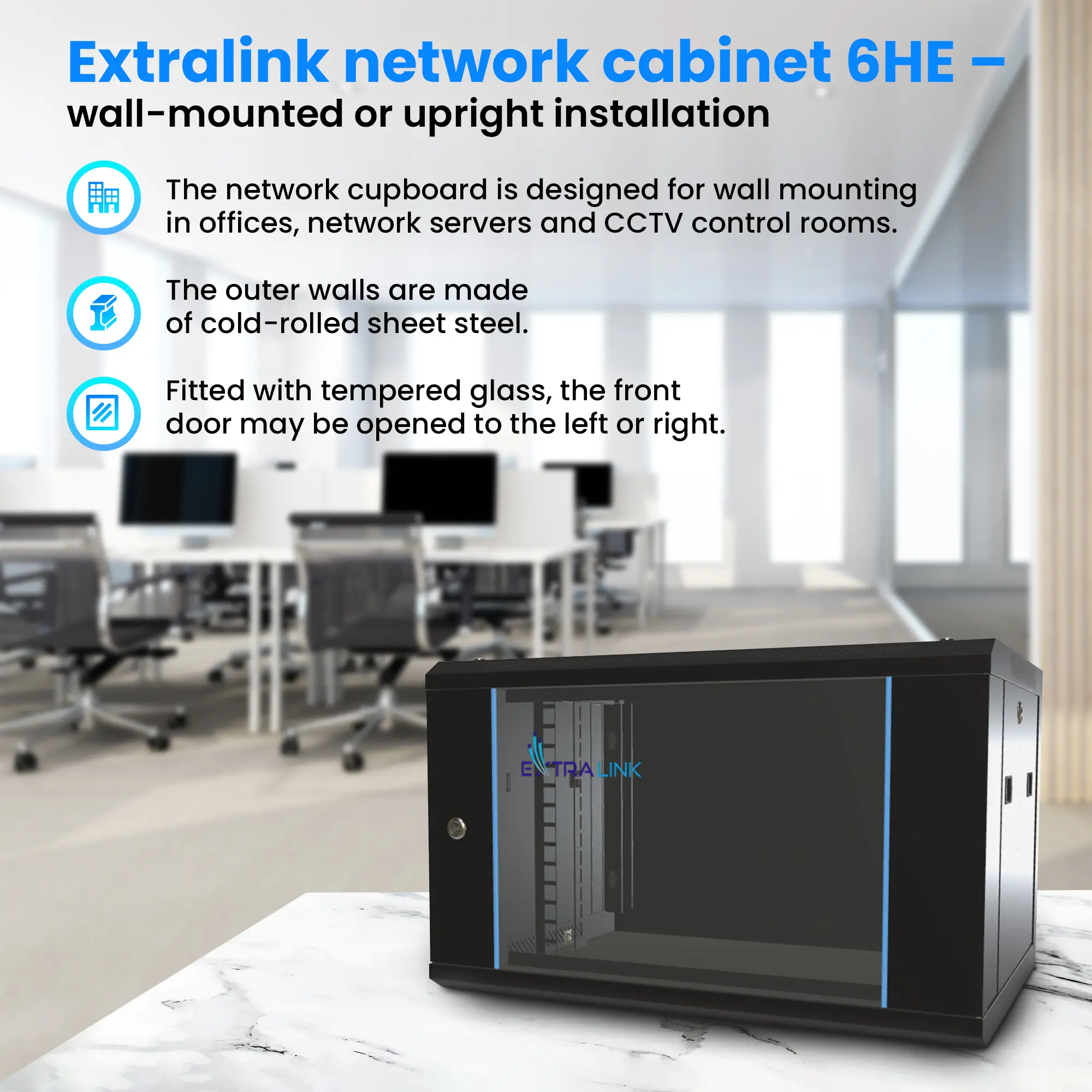 Extralink 6U 600x450 Black | Rackmount cabinet | wall mounted, EXTRALINK EX.7225 5902560367225