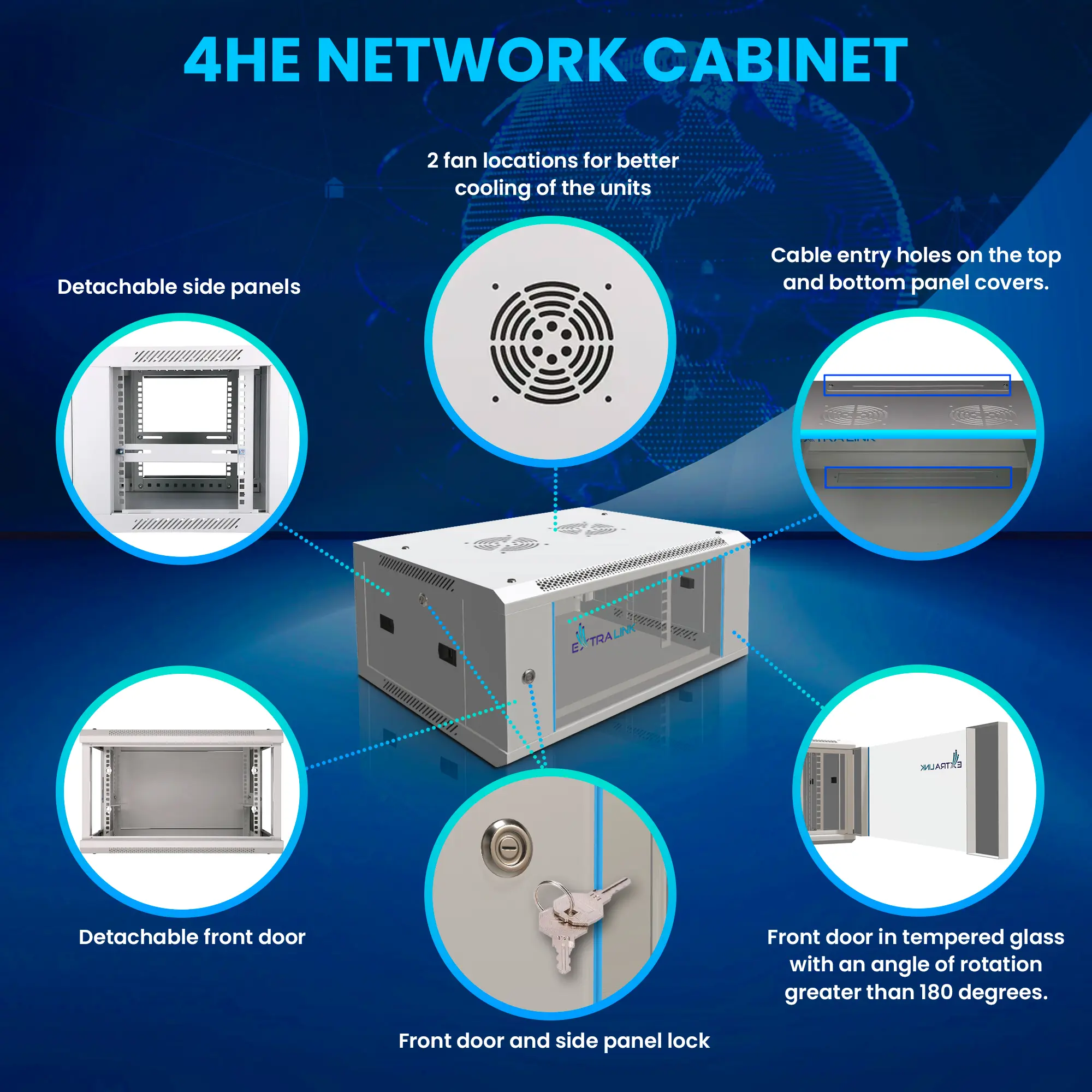 Extralink 6U 600x450 Gray | Rackmount cabinet | wall mounted, EXTRALINK EX.8550 5902560368550