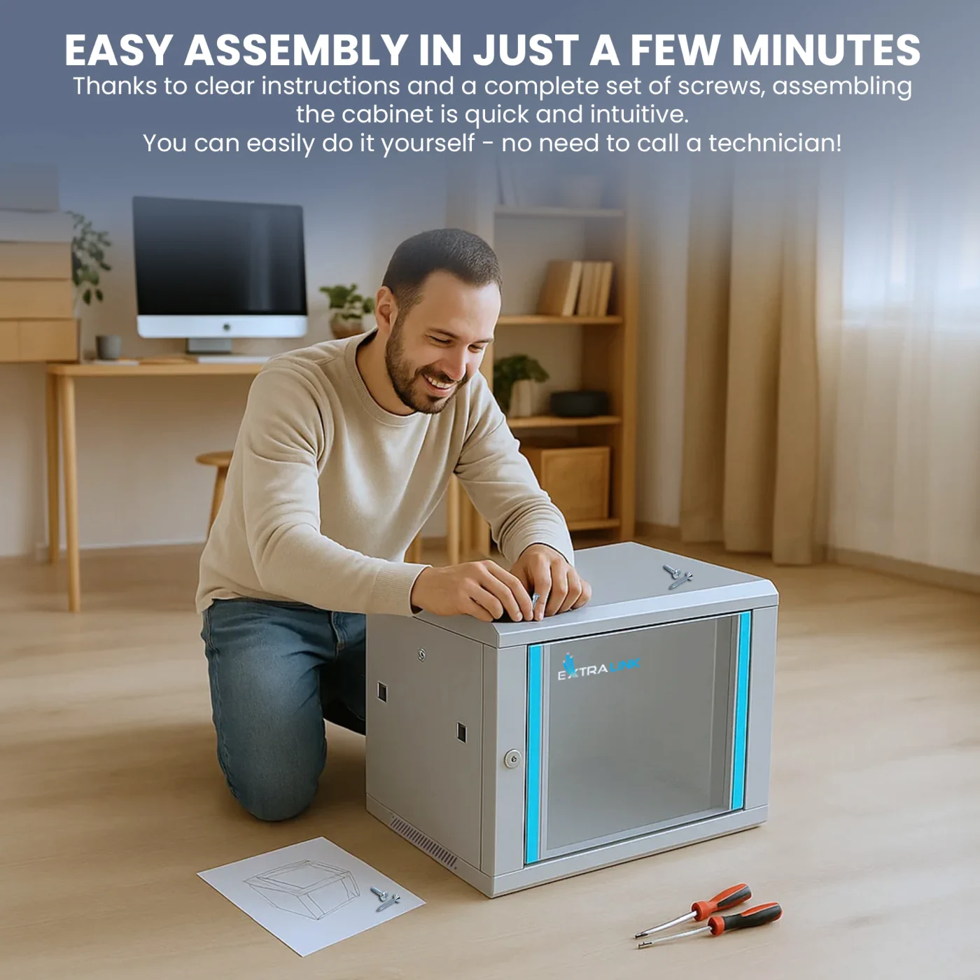 Extralink 6U 600x450 Gray | Rackmount cabinet | wall mounted, EXTRALINK EX.8550 5902560368550