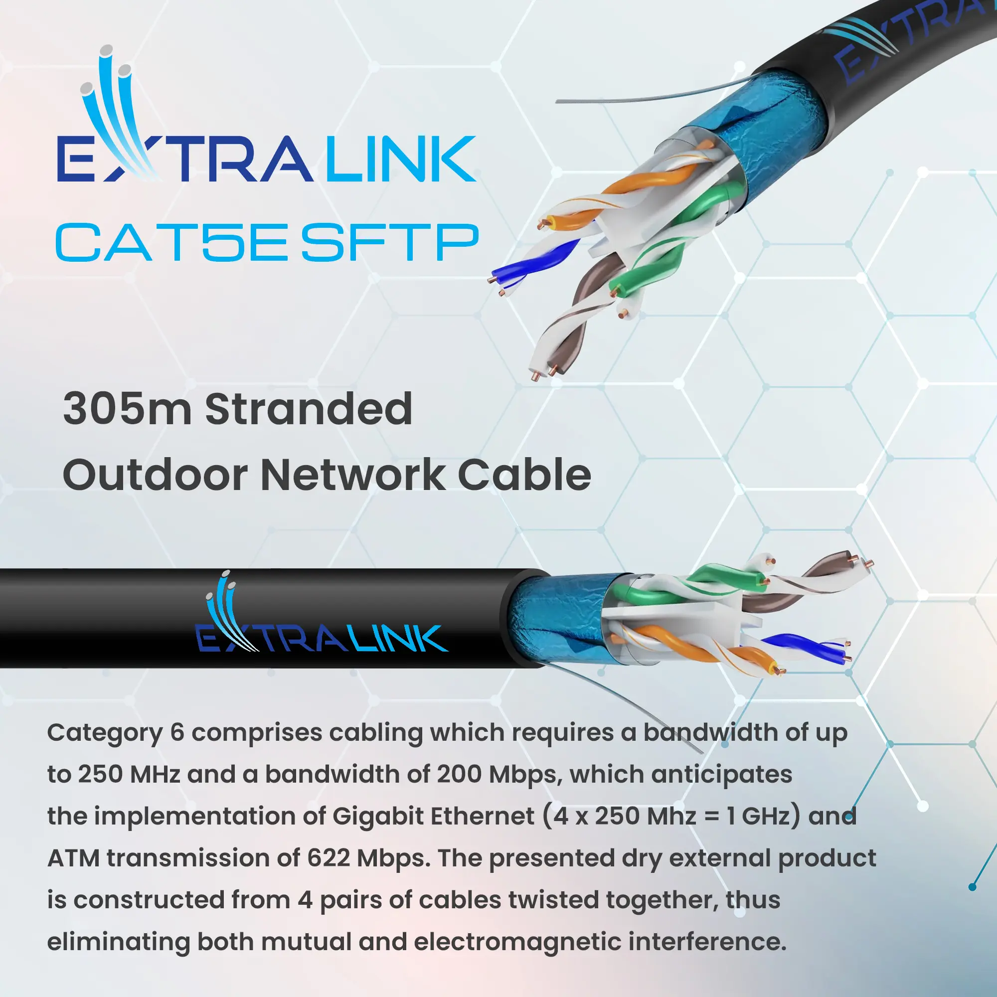 Extralink CAT6 FTP (F/UTP) V2 Outdoor | Twisted pair | 305M, EXTRALINK EX.10079 5903148910079