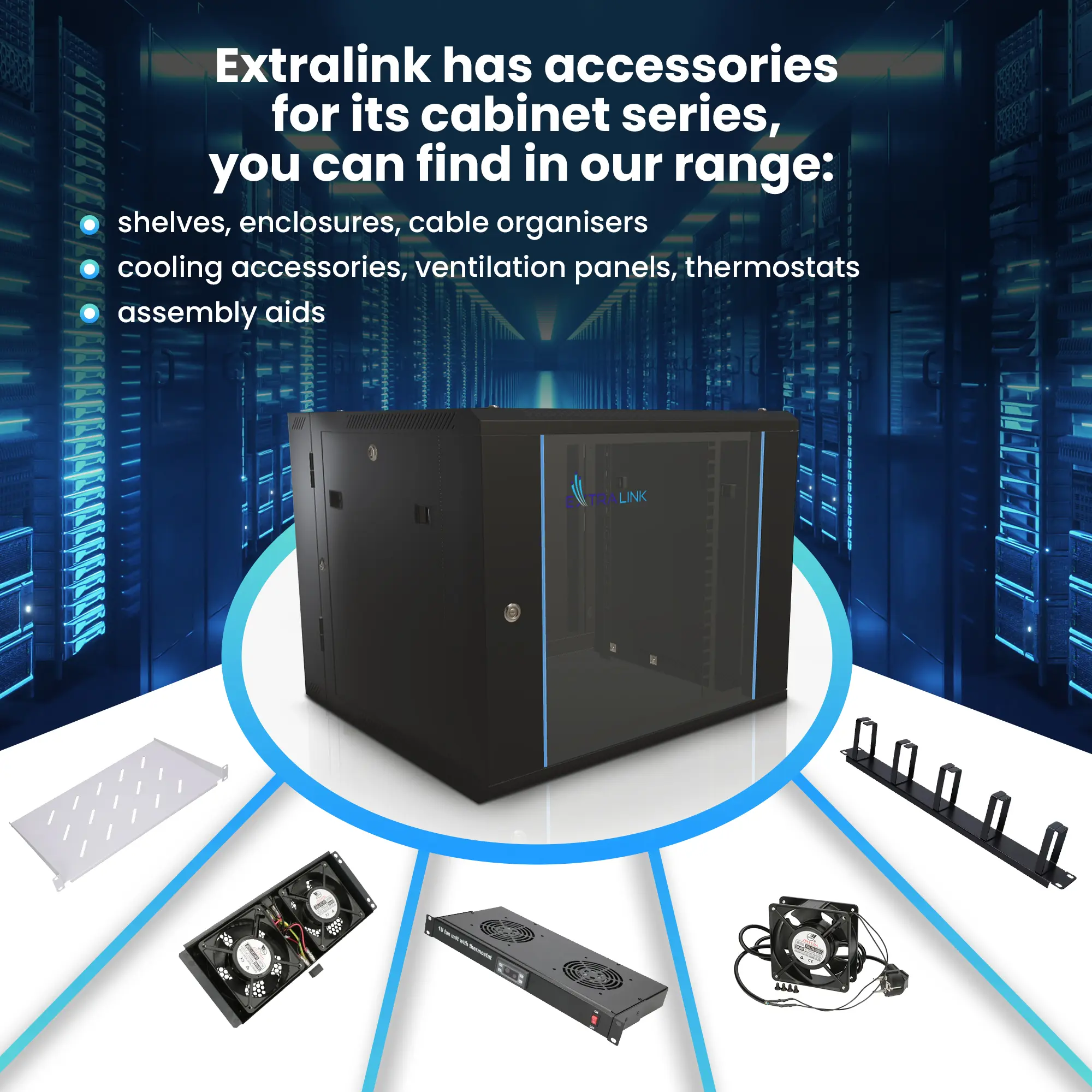 Extralink 12U 600x600 AZH Black | Rackmount cabinet | wall mounted, swing type, EXTRALINK EX.12905 5903148912905