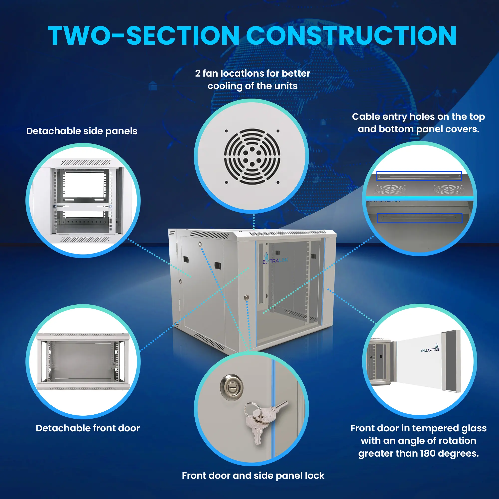 Extralink 6U 600x600 AZH Gray | Rackmount cabinet | wall mounted, swing type, EXTRALINK EX.12936 5903148912936