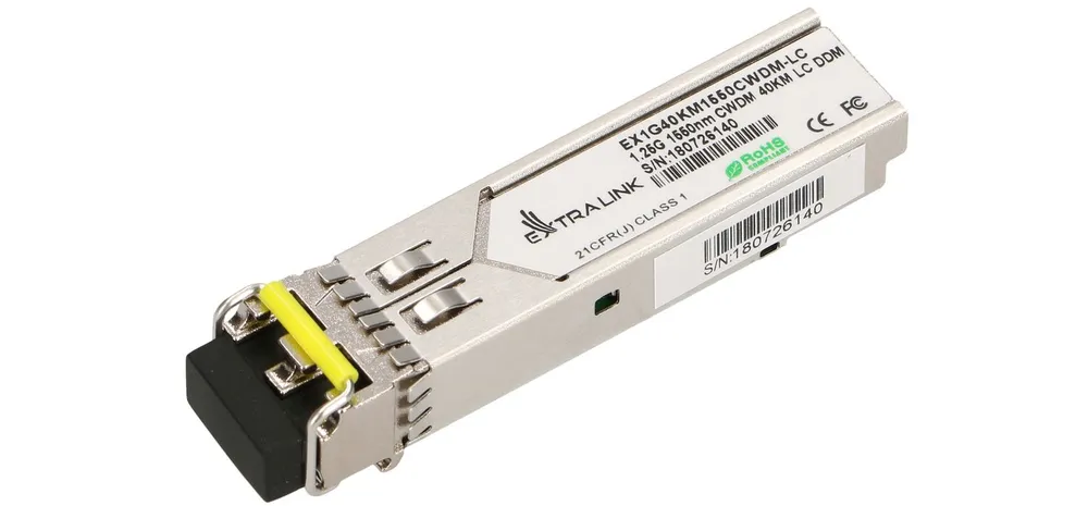 Extralink SFP 1.25G | SFP CWDM Module | 1,25Gbps, 1550nm, single mode, 40km, LC, DOM, EXTRALINK EX.13612 5903148913612