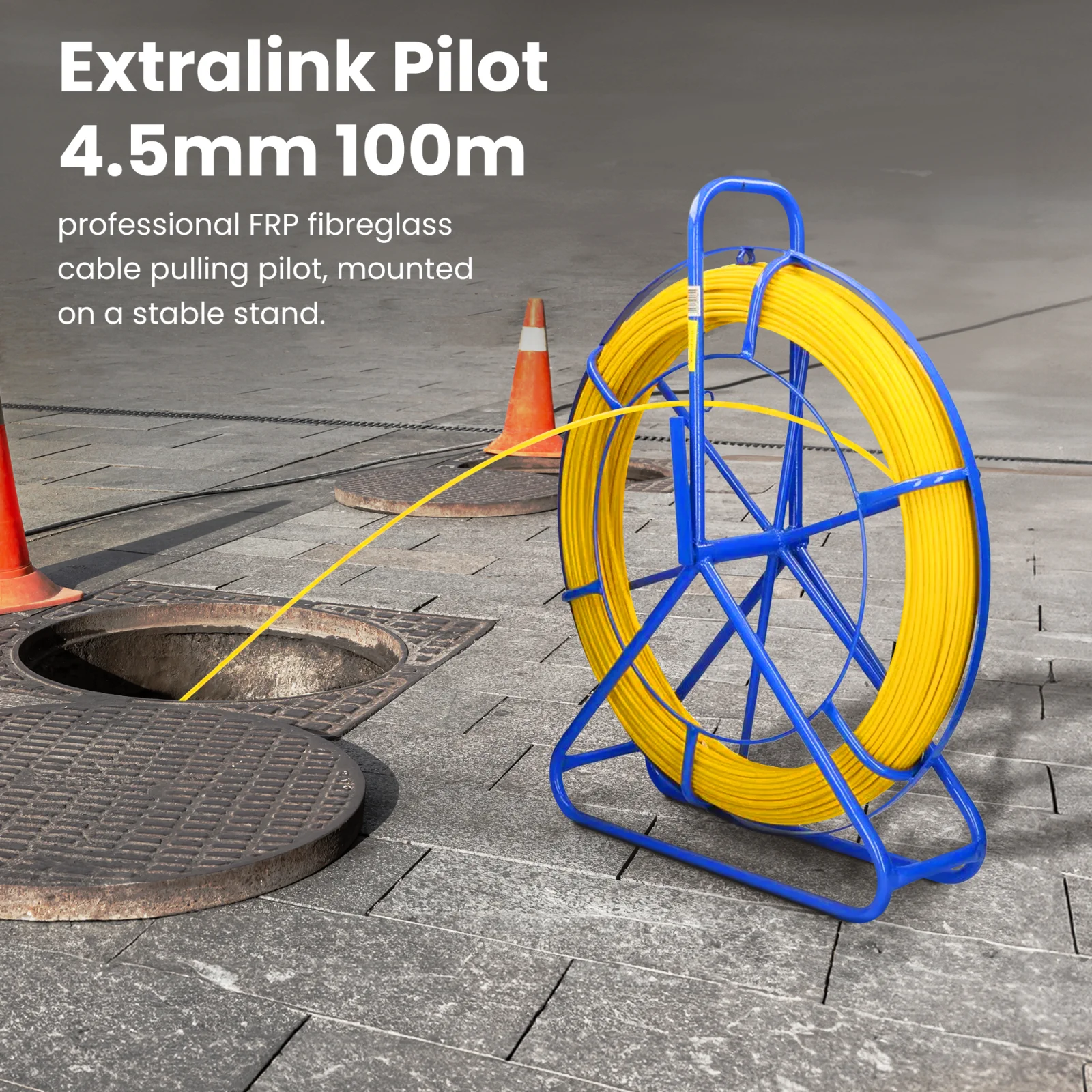 Extralink Pilot 4.5mm 100m | Cable pulling rod | glass fibre FRP, d. 4.5mm, l. 100m, yellow, EXTRALINK EX.16002 5903148916002