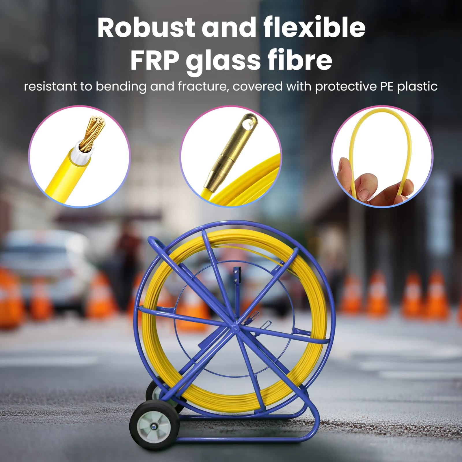 Extralink Pilot 8mm 150m | Cable pulling rod | glass fibre FRP, d. 8mm, l. 150m, yellow, EXTRALINK EX.13872 5903148913872