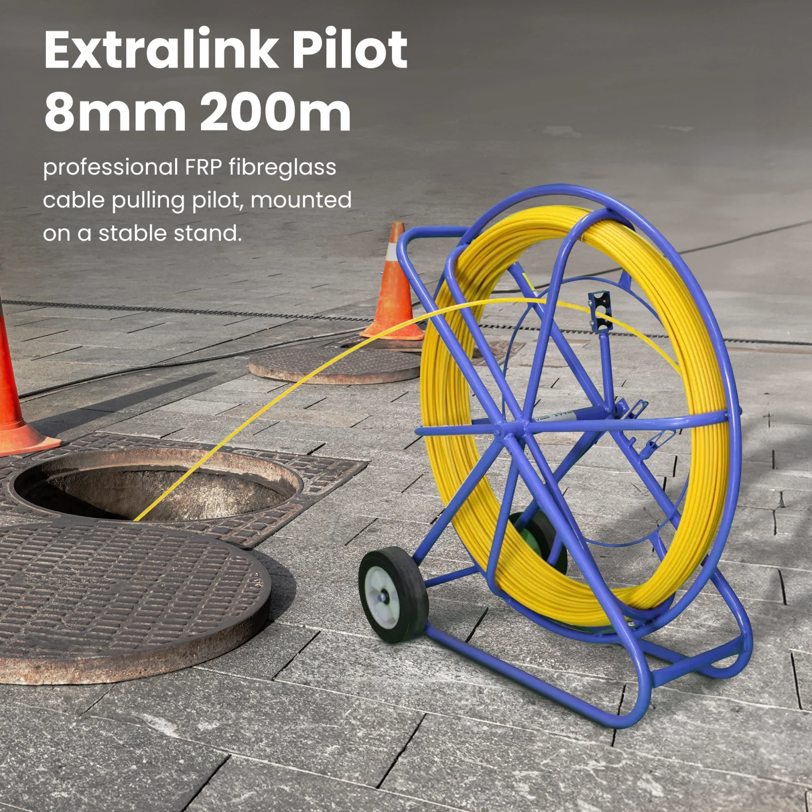 Extralink Pilot 8mm 200m | Cable pulling rod | glass fibre FRP, d. 8mm, l. 200m, yellow, EXTRALINK EX.13889 5903148913889
