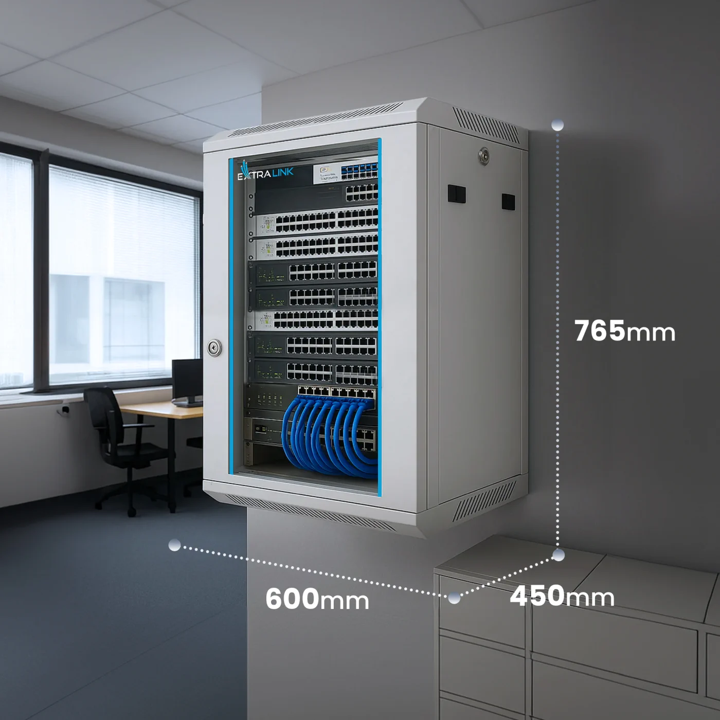 Extralink 15U 600x450 Gray | Rackmount cabinet | wall mounted, EXTRALINK EX.14336 5903148914336