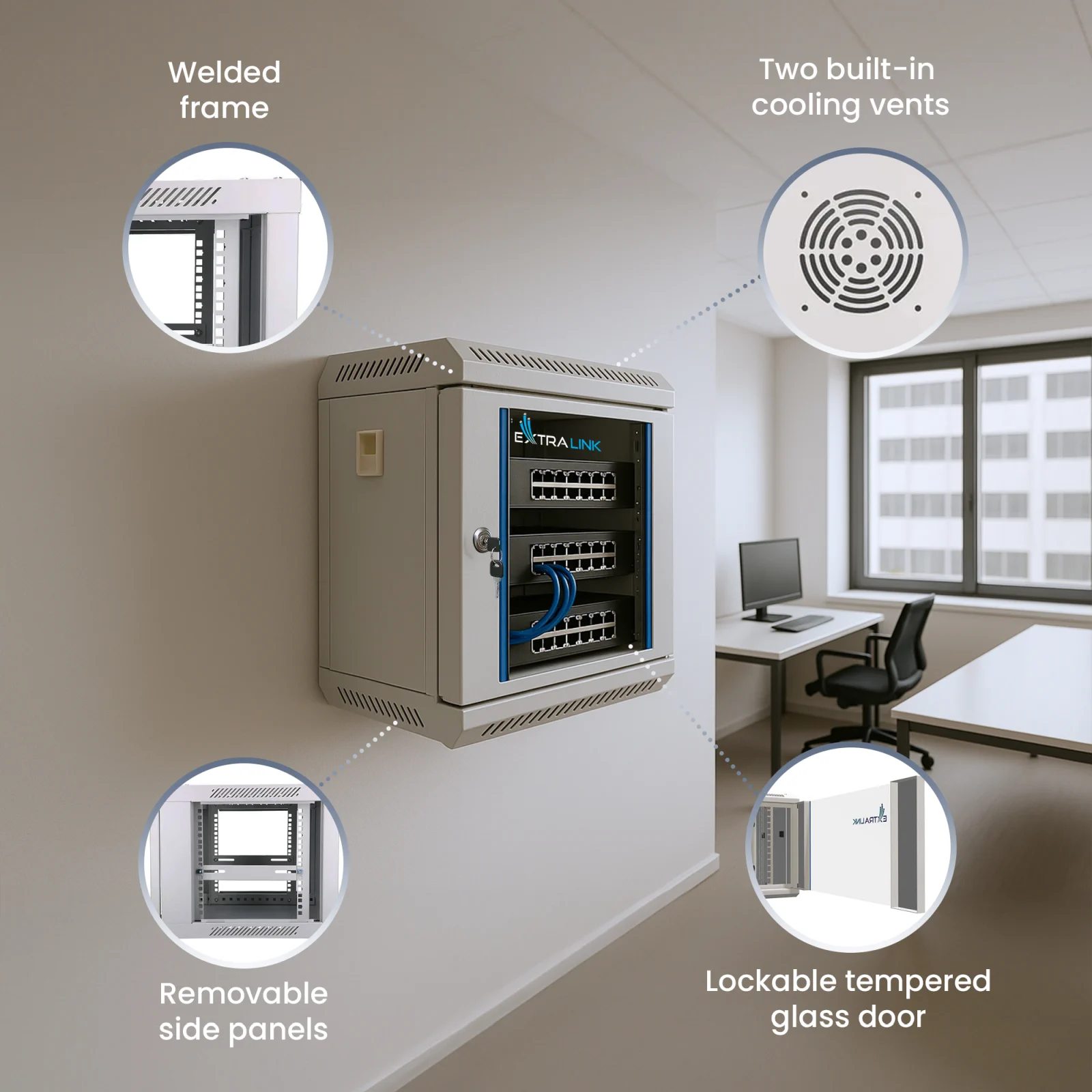 Extralink 4U 10" Gray | Rackmount cabinet | wall-mounted, EXTRALINK EX.14466 5903148914466