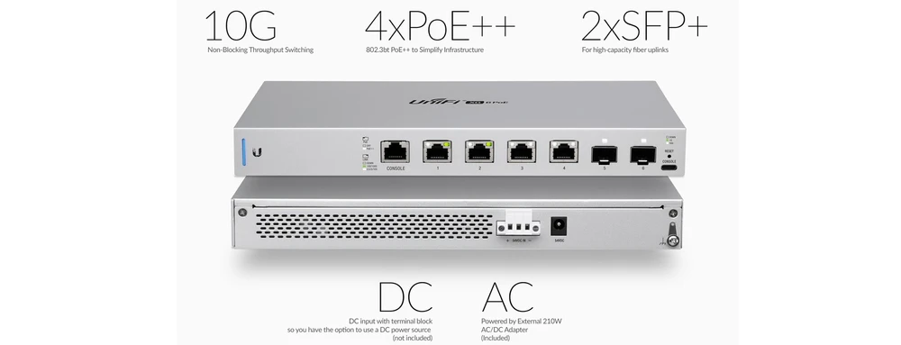 Ubiquiti US-XG-6POE | Switch | UniFi, 4X RJ45 10Gb/s, 2x SFP+, PoE++, UBIQUITI US-XG-6POE-EU 0817882021517