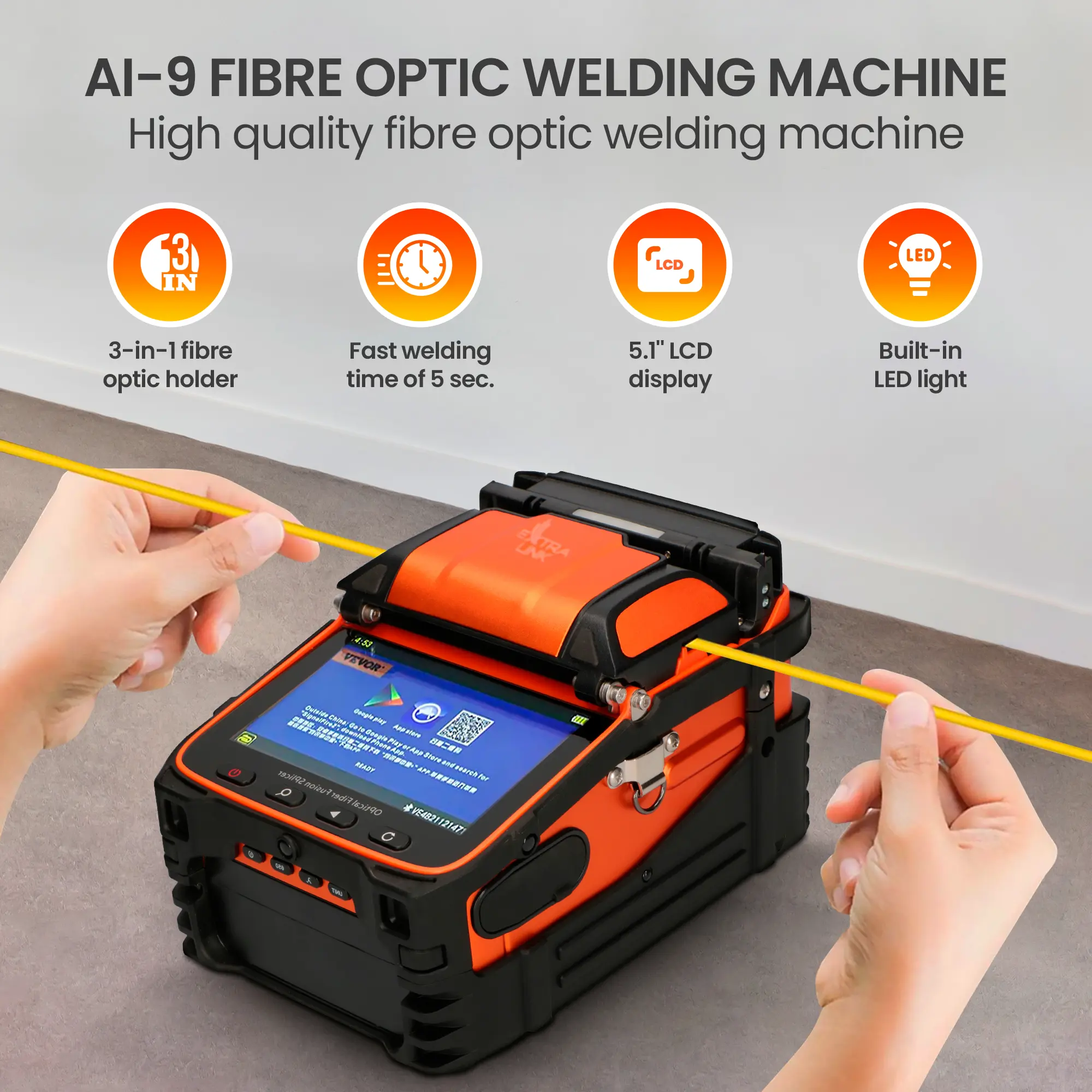 Extralink AI-9 | Fusion splicer | 7800mAh battery, LED lamp, LCD 5,1", EXTRALINK EX.16125 5903148916125