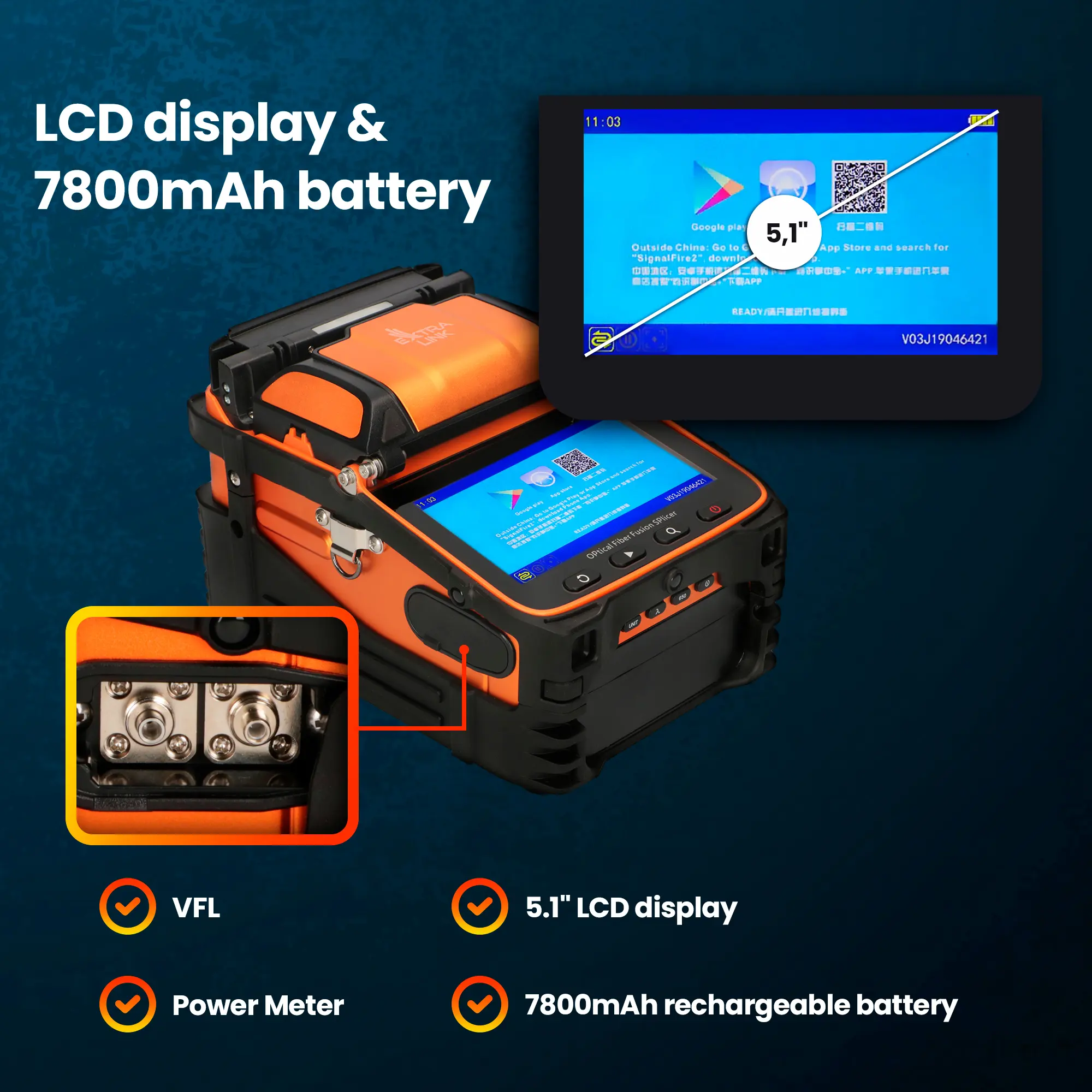 Extralink AI-9 | Fusion splicer | 7800mAh battery, LED lamp, LCD 5,1", EXTRALINK EX.16125 5903148916125