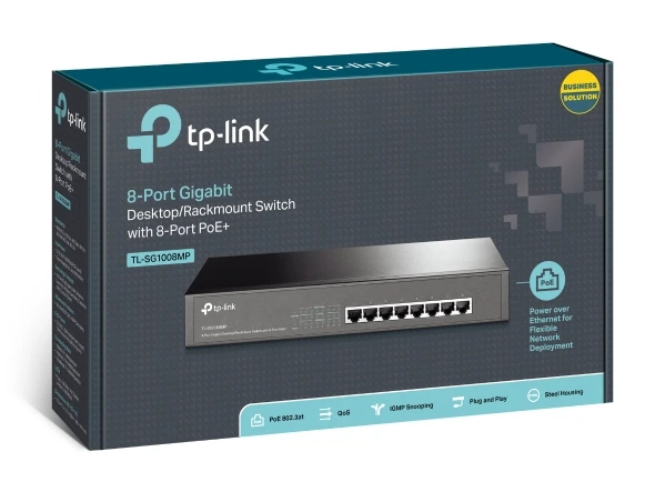 TP-Link TL-SG1008MP | Switch | 8x RJ45 1000Mb/s, 8x PoE+, 126W, Desktop/Rack, TP-LINK TL-SG1008MP 6935364086770