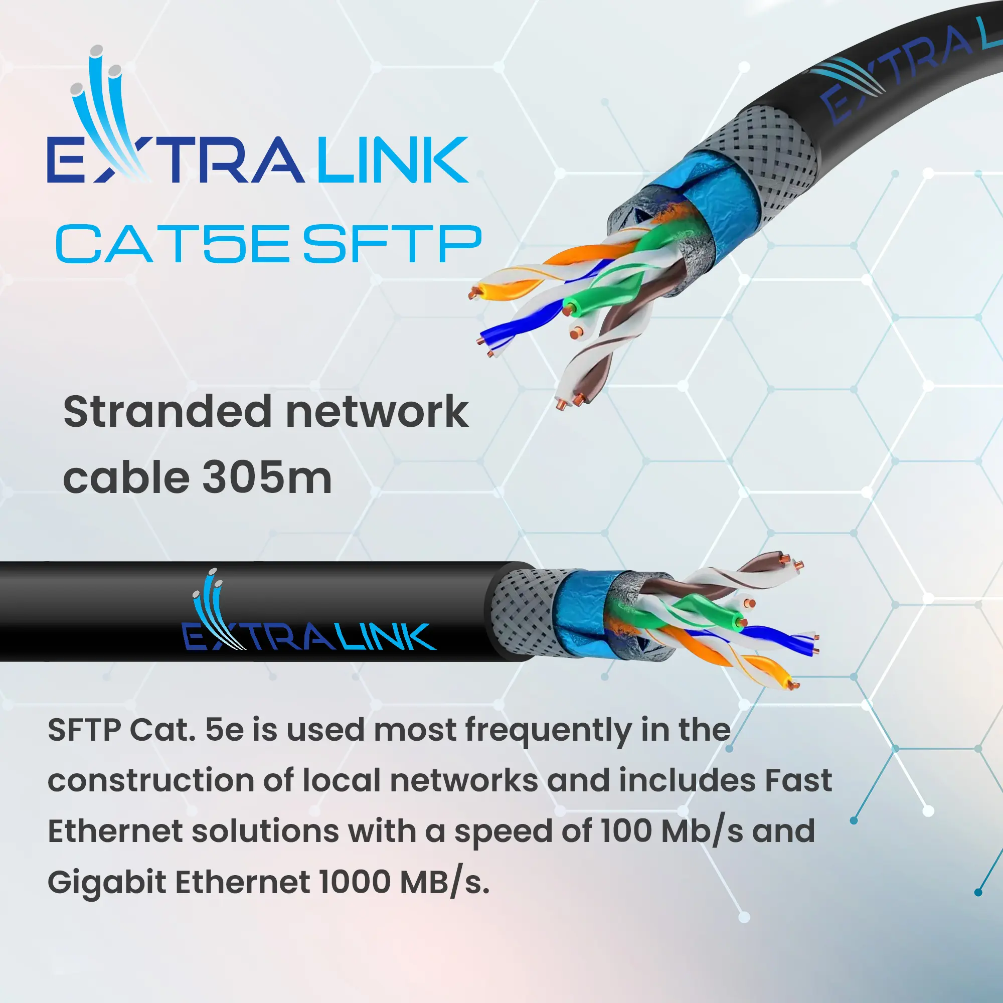 Extralink CAT5E SFTP (SF/UTP) V2 Outdoor | Twisted pair | 305M, EXTRALINK EX.16262 5903148916262