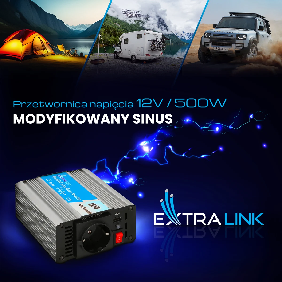 Extralink OPIM-500W | Car voltage converter | 12V, 500W modified sinus, EXTRALINK EX.18044 5903148918044