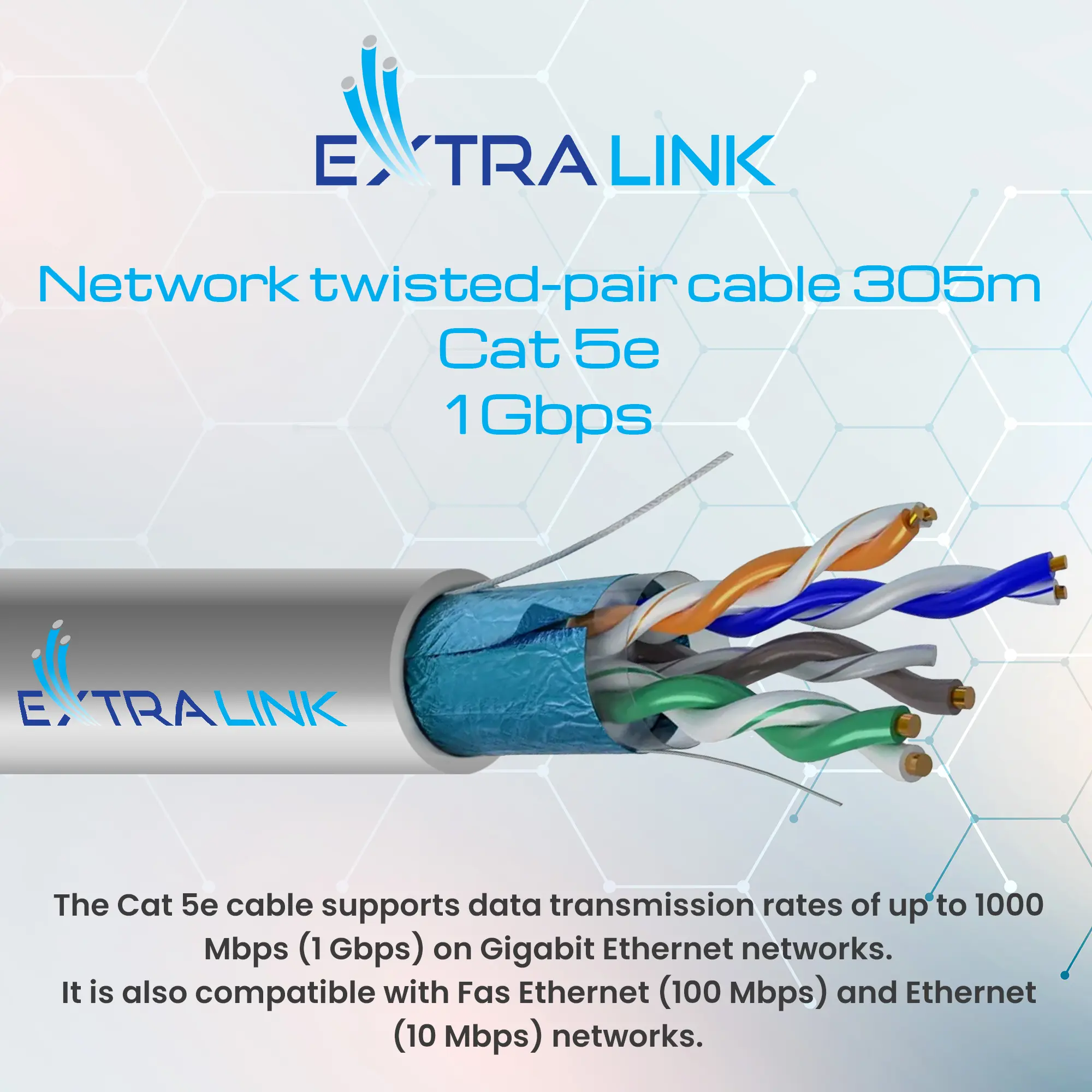 Extralink CAT5E FTP (F/UTP) Indoor | Twisted pair | 305M, EXTRALINK EX.18259 5903148918259