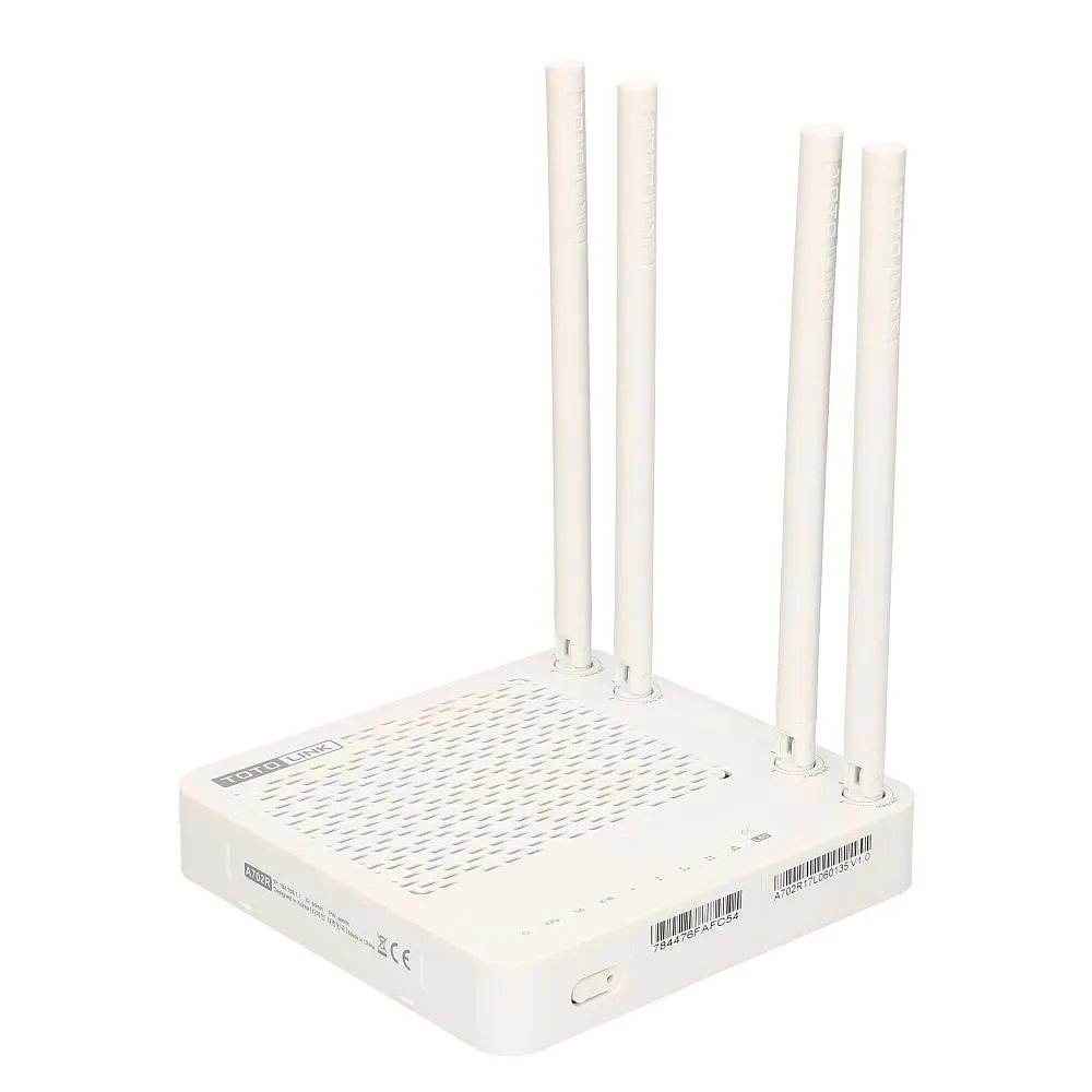 Totolink A702R V4 | Router WiFi | AC1200, Dual Band, MIMO, 5x RJ45 100Mb/s, TOTOLINK A702R-V4 6952887470008