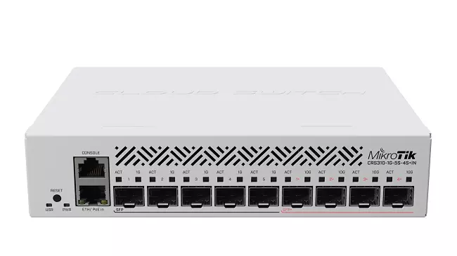 MikroTik CRS310-1G-5S-4S+IN | Switch | 1x RJ45 1000Mb/s, 5x SFP, 4x SFP+, RouterOS L5, MIKROTIK CRS310-1G-5S-4S+IN 4752224007827
