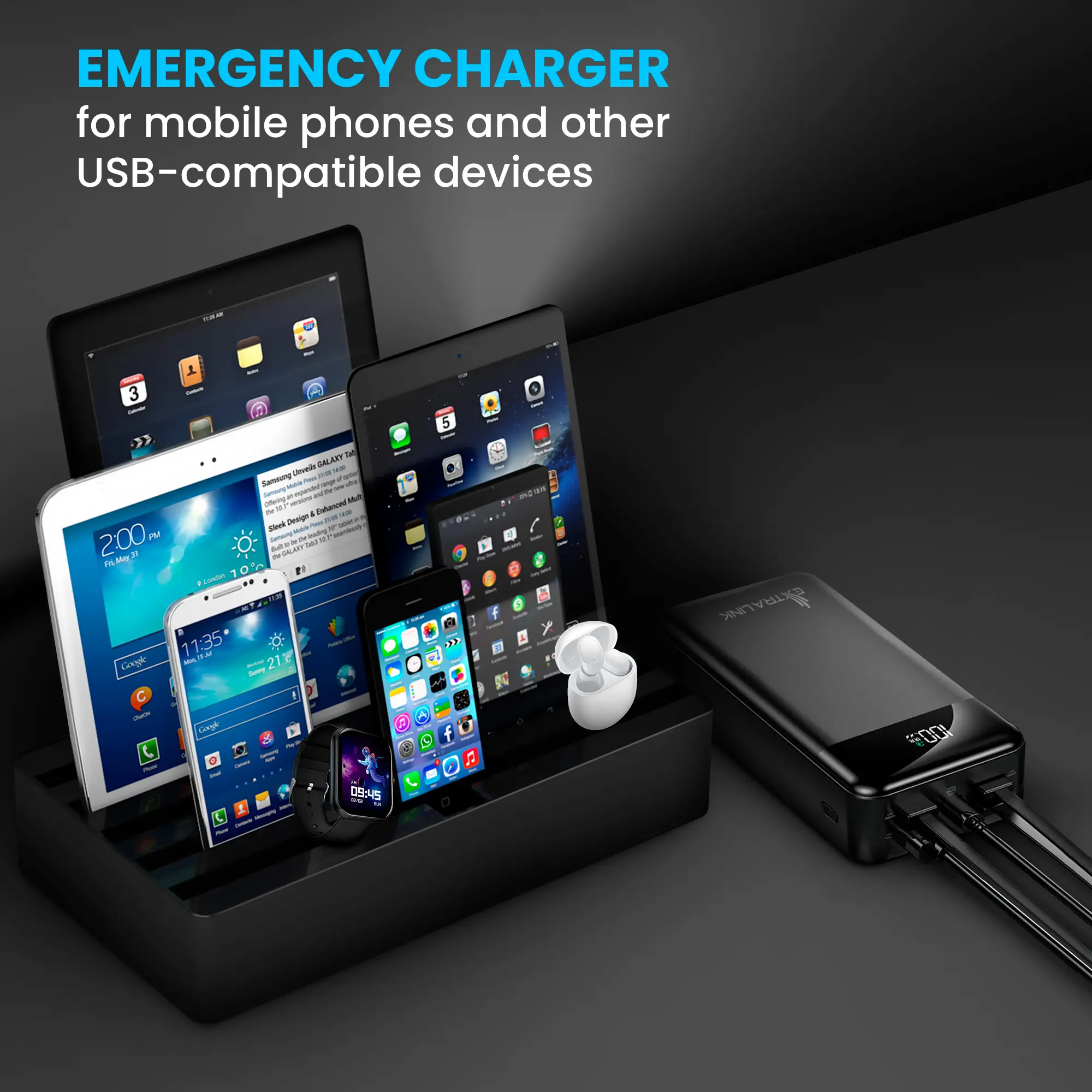 Extralink EPB-124 30000mAh Black | Powerbank | Power bank, Fast Charging, USB-C, EXTRALINK EX.19522 5903148919522